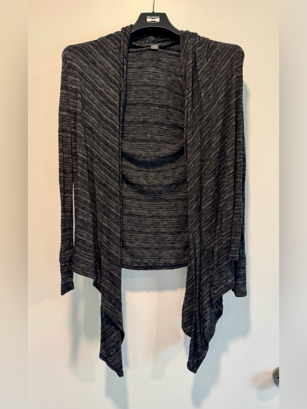 Forever 21 Dark Charcoal Open-Front Draped Cardigan